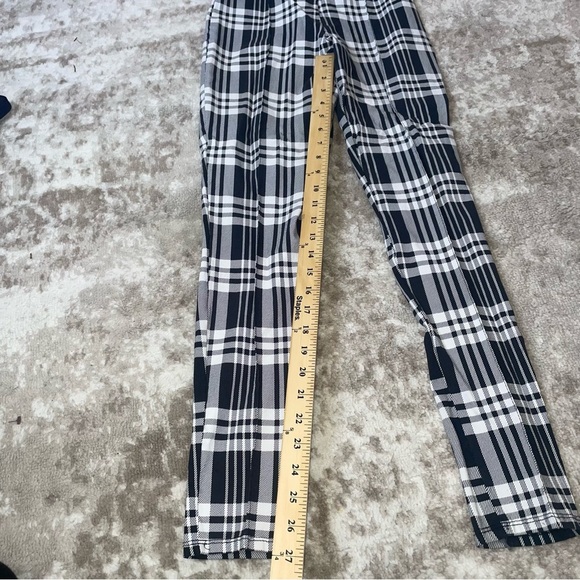Rainbow brand black & white checkered plaid pull on elastic waist straight leg - Picture 4 of 7